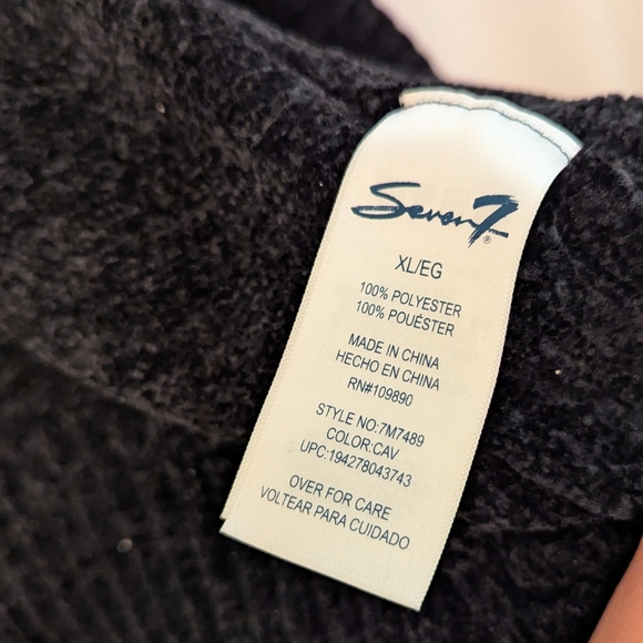 7 For All Mankind Open Cardigan In Black Velour Women's XL Soft Ribbed Sweater - Picture 6 of 6